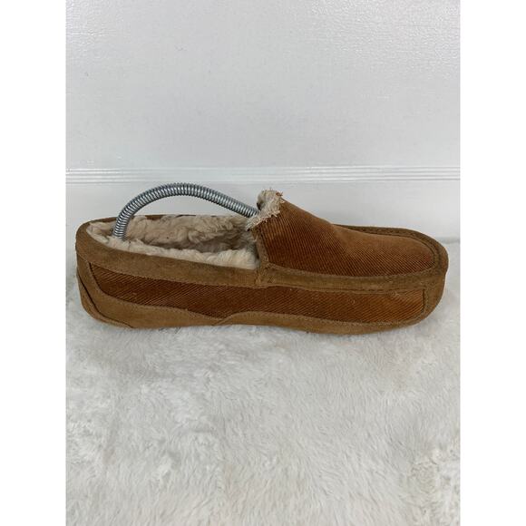 UGG Ascot Corduroy II Chestnut Suede Moccasin Slippers Men’s Size 10 main image 6